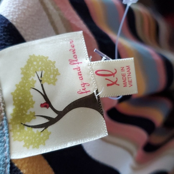 Fig & Flower Anthropologie Contrasting Stripe Floral Print Maxi Dress Women XL - Picture 8 of 10